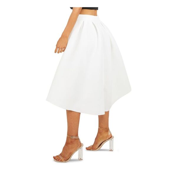 NWT QUIZ Womens White Knee Length Evening Hi-Lo Skirt 4 - Picture 2 of 5